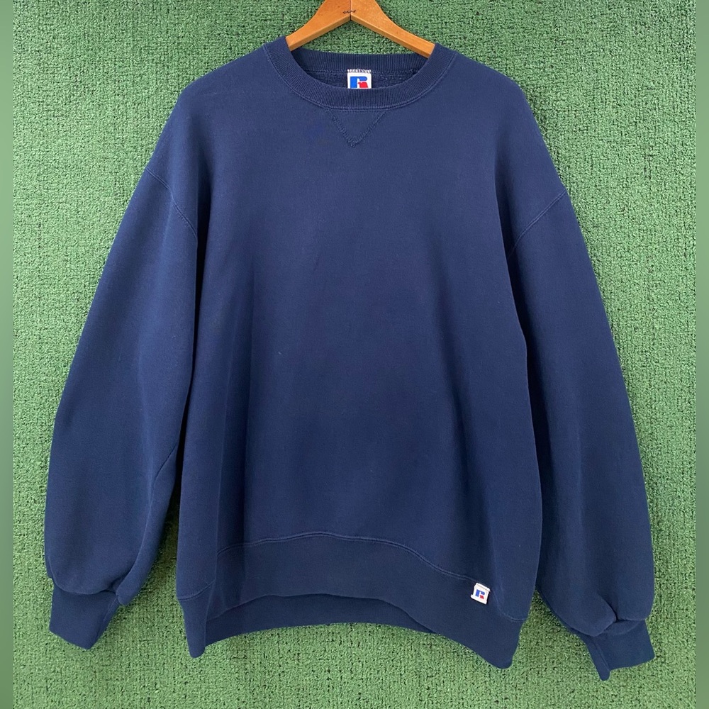 Vintage 90’s Russell Athletic Blank Navy Blue Sweatshirt Men’s SZ Large USA Made